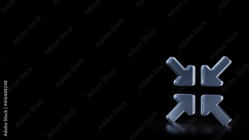 Poster 3d rendering frosted glass symbol of compress arrows isolated with reflection