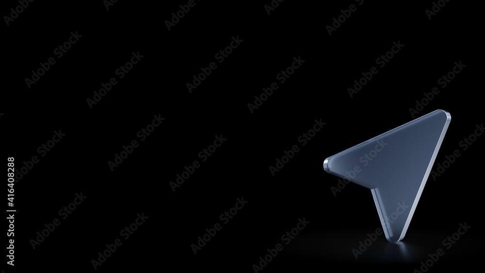 Poster 3d rendering frosted glass symbol of compass isolated with reflection