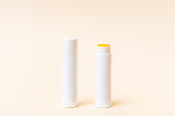 Natural lip balm packaging mock-up.  Zero waste concept - obrazy, fototapety, plakaty