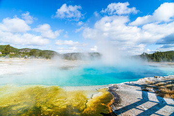 These sapphire thermal pools are a sight to behold steaming on a cool clear autumn day