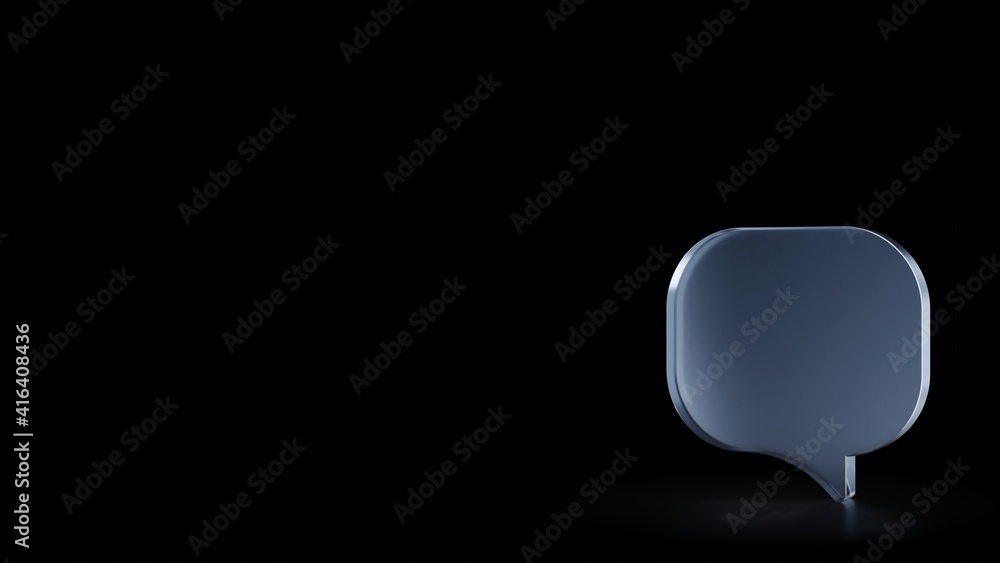 Aufkleber 3d rendering frosted glass symbol of rounded chat bubble isolated with reflection