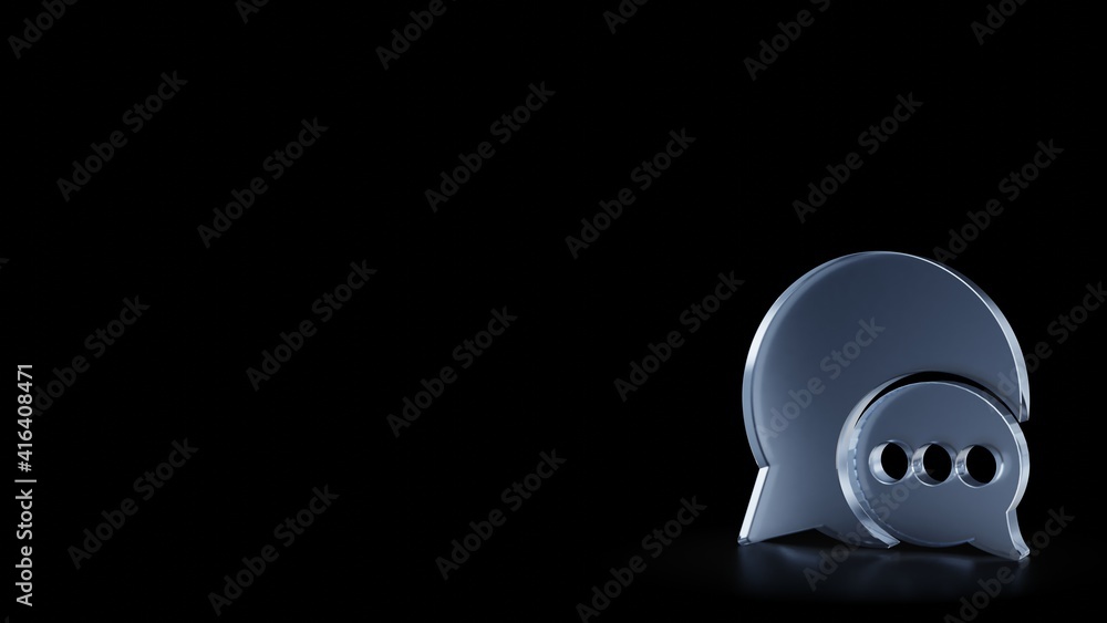 Aufkleber 3d rendering frosted glass symbol of two rounded chat bubble isolated with reflection