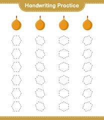 Handwriting practice. Tracing lines of Voavanga. Educational children game, printable worksheet, vector illustration