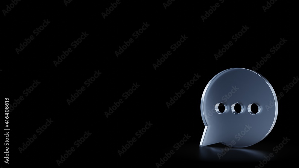 Poster 3d rendering frosted glass symbol of rounded chat bubble isolated with reflection