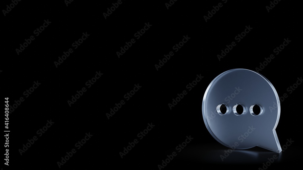 Poster 3d rendering frosted glass symbol of rounded chat bubble isolated with reflection