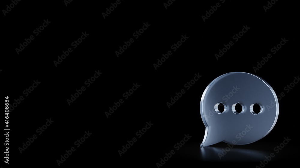 Poster 3d rendering frosted glass symbol of rounded chat bubble isolated with reflection