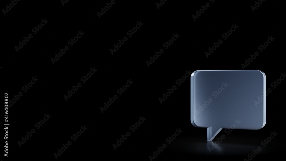 Poster 3d rendering frosted glass symbol of rounded chat bubble isolated with reflection