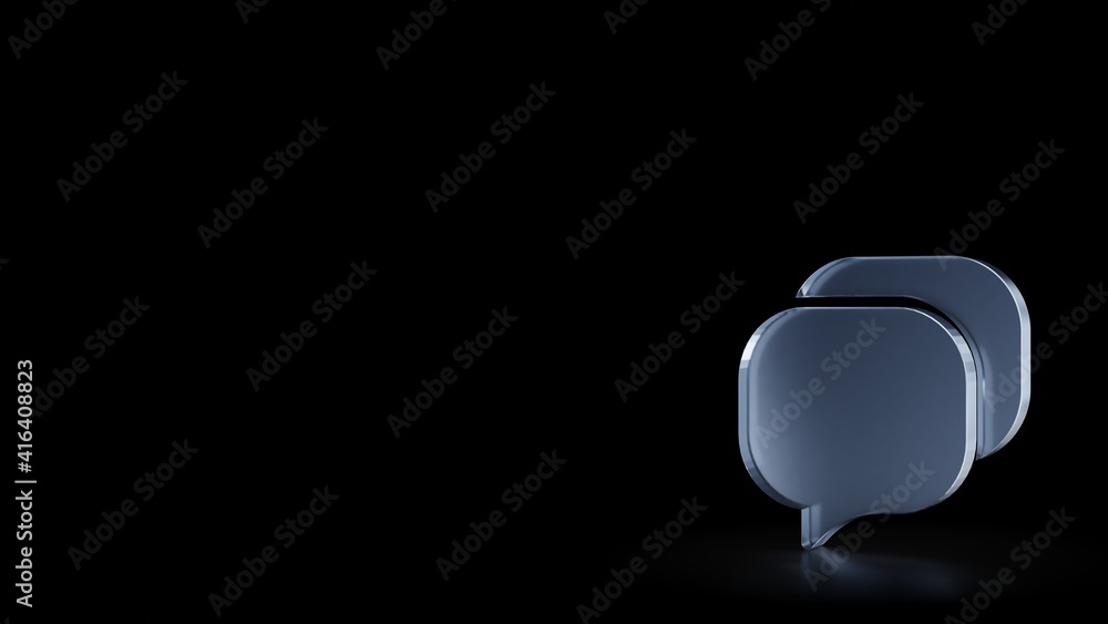 Poster 3d rendering frosted glass symbol of rounded chat bubbles isolated with reflection