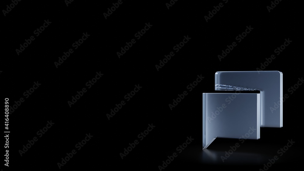 Poster 3d rendering frosted glass symbol of rectangular chat bubbles isolated with reflection