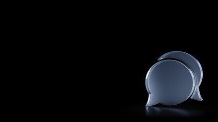 3d rendering frosted glass symbol of rounded chat bubbles isolated with reflection