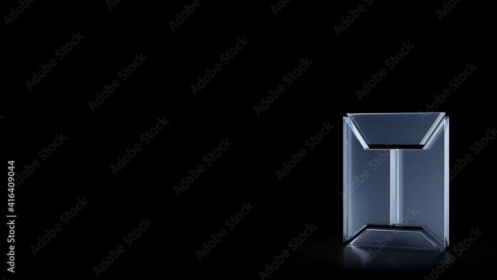 Poster 3d rendering frosted glass symbol of sealed envelope isolated with reflection