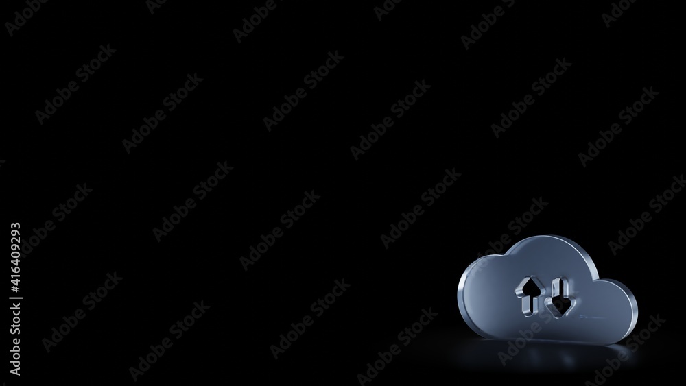 Aufkleber 3d rendering frosted glass symbol of cloud transfer data isolated with reflection