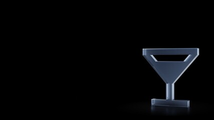 3d rendering frosted glass symbol of cocktail glass isolated with reflection