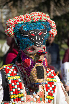Yambol, Bulgaria, February 29, 2020. XXI International Masquerade Festival Kukerlandia.