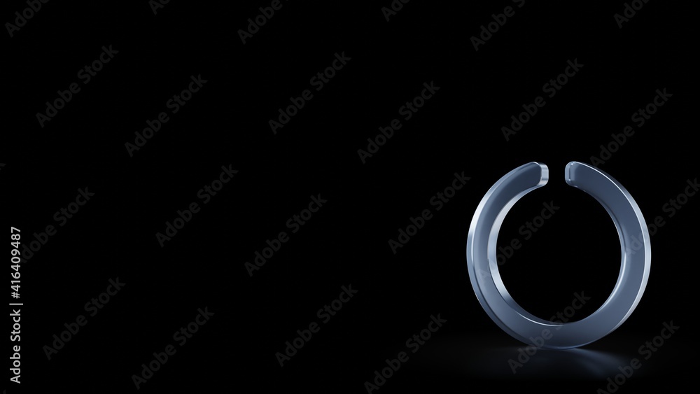 Poster 3d rendering frosted glass symbol of circle notch isolated with reflection