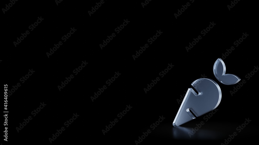 Poster 3d rendering frosted glass symbol of carrot isolated with reflection