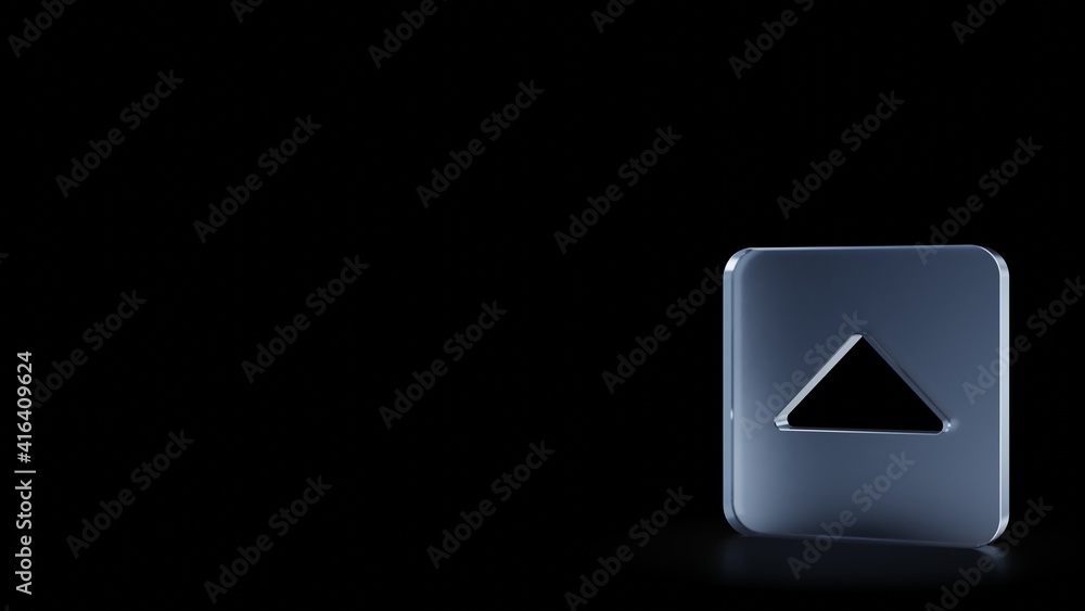 Aufkleber 3d rendering frosted glass symbol of caret square up isolated with reflection