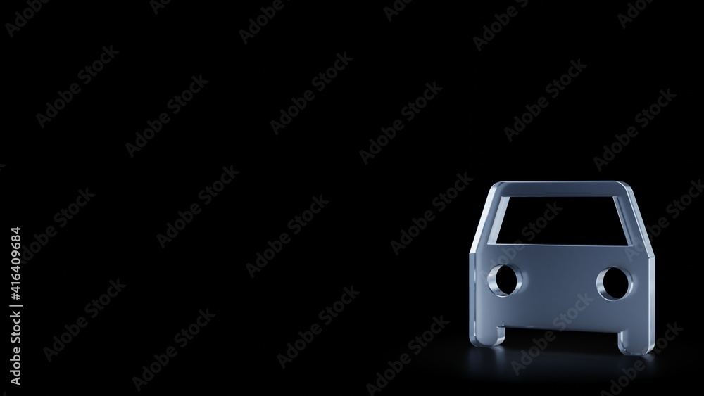 Poster 3d rendering frosted glass symbol of car isolated with reflection