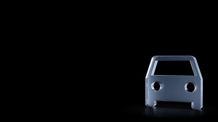 3d rendering frosted glass symbol of car isolated with reflection
