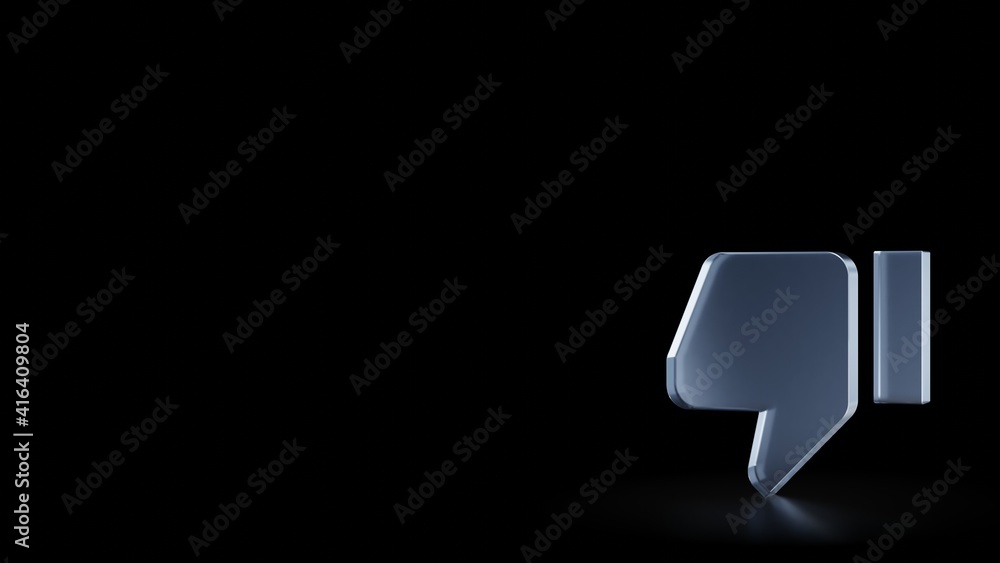 Poster 3d rendering frosted glass symbol of thumbs down isolated with reflection