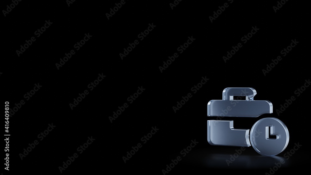 Poster 3d rendering frosted glass symbol of business time isolated with reflection