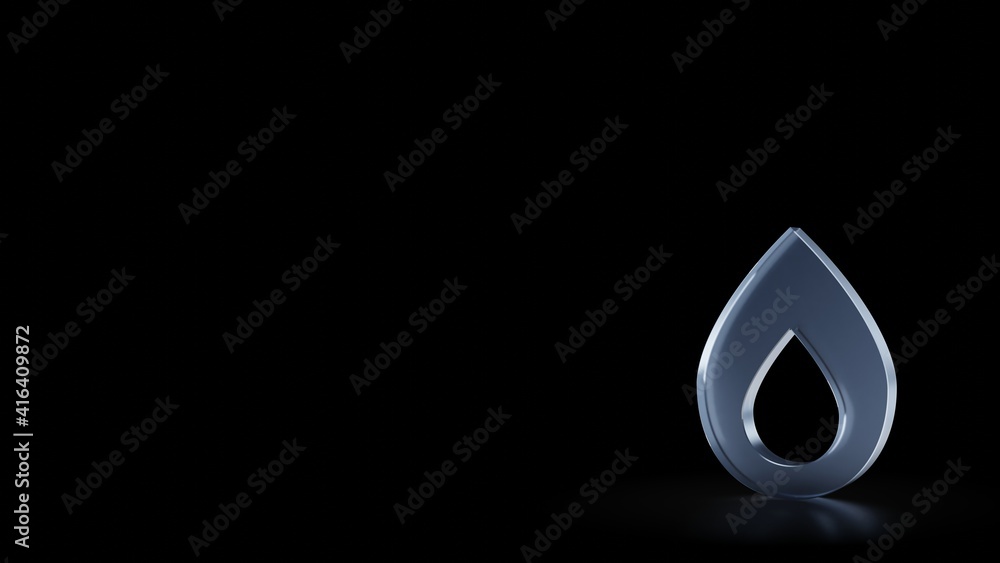 Poster 3d rendering frosted glass symbol of flame isolated with reflection