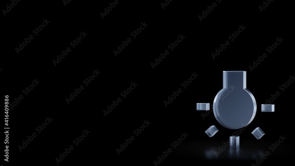 Poster 3d rendering frosted glass symbol of bulb isolated with reflection