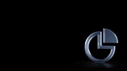 3d rendering frosted glass symbol of pie chart isolated with reflection