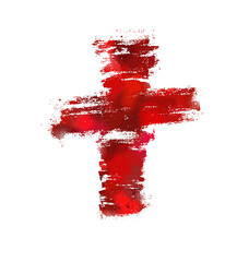 Bloody cross. Cross made of drops of paint. Vector illustration