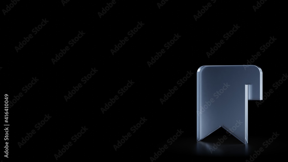 Poster 3d rendering frosted glass symbol of bookmark isolated with reflection