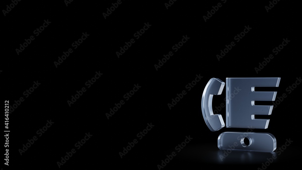Poster 3d rendering frosted glass symbol of blender phone isolated with reflection