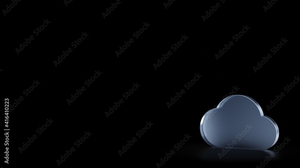 Poster 3d rendering frosted glass symbol of cloud isolated with reflection