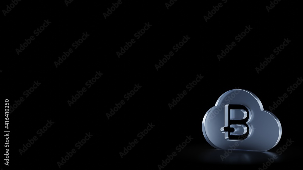 Poster 3d rendering frosted glass symbol of bitcoin isolated with reflection