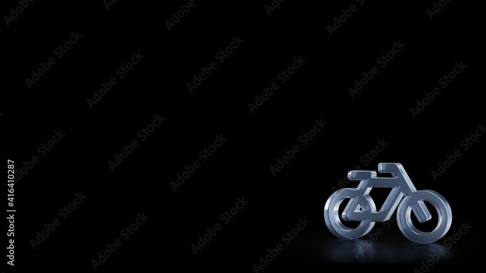 Poster 3d rendering frosted glass symbol of bicycle without rider isolated with reflection