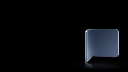 3d rendering frosted glass symbol of black bubble speech isolated with reflection