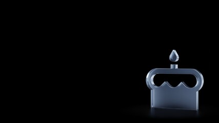 Obraz premium 3d rendering frosted glass symbol of birthday cake isolated with reflection