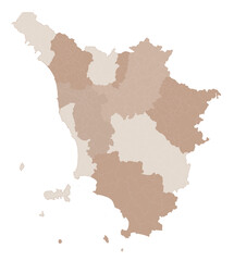 Fototapeta na wymiar Tuscany map, division by provinces and municipalities. Closed and perfectly editable polygons, polygon fill and color paths editable at will. Levels. Political geographic map. Italy