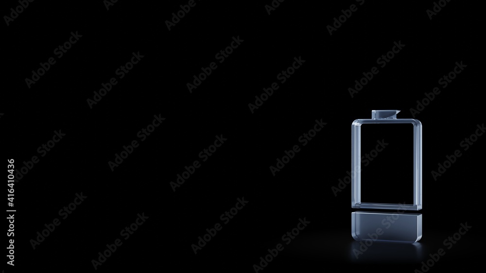 Aufkleber 3d rendering frosted glass vertical symbol of one third charged battery isolated with reflection