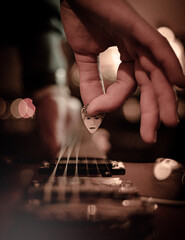 playing the guitar