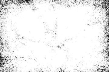 Grunge background black and white. Texture of chips, cracks, scratches, scuffs, dust, dirt. Dark monochrome surface. Old vintage vector pattern
