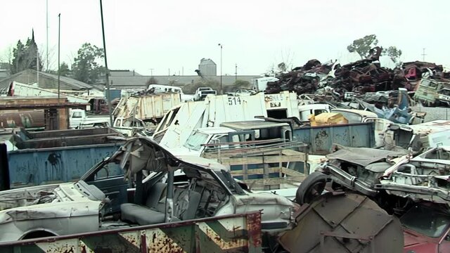 Pile of Crashed Cars in a Car Cemetery in the Outskirts of Buenos Aires, Argentina.  