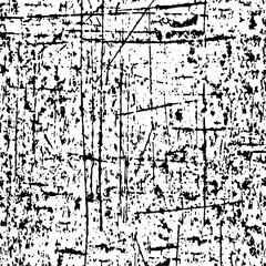Grunge background black and white. Texture of chips, cracks, scratches, scuffs, dust, dirt. Dark monochrome surface. Old vintage vector pattern