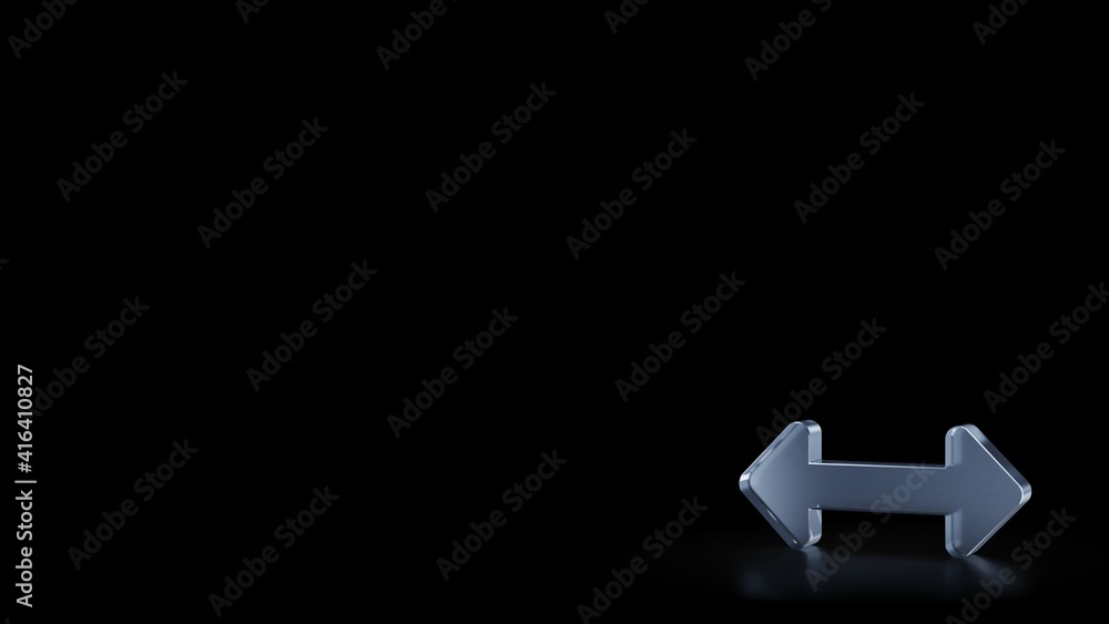Aufkleber 3d rendering frosted glass symbol of double horizontal arrow isolated with reflection