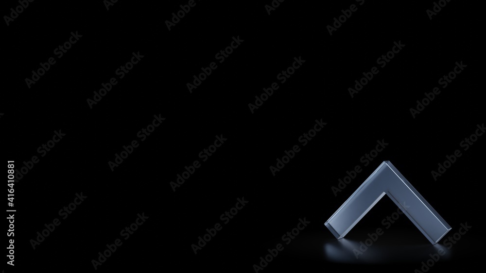 Poster 3d rendering frosted glass symbol of up arrows isolated with reflection