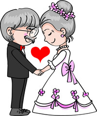 vector old Groom and bride in japan wedding 