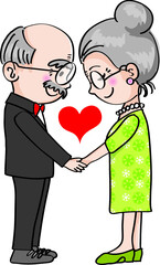Old couple wedding anniversary vector old lover hold hand