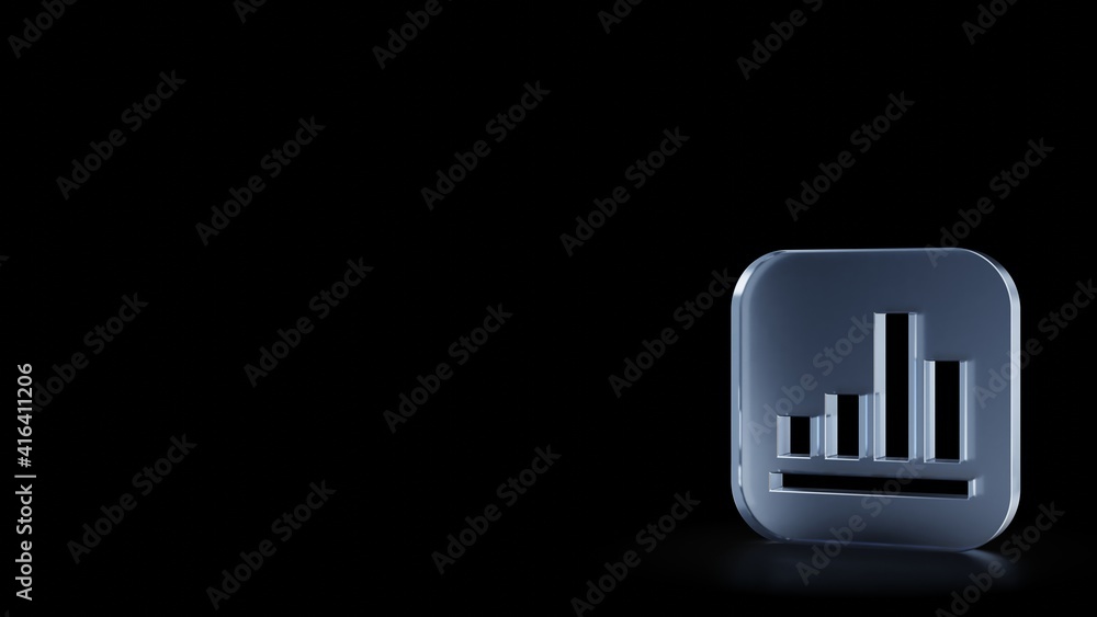 Poster 3d rendering frosted glass icon of financial app isolated with reflection