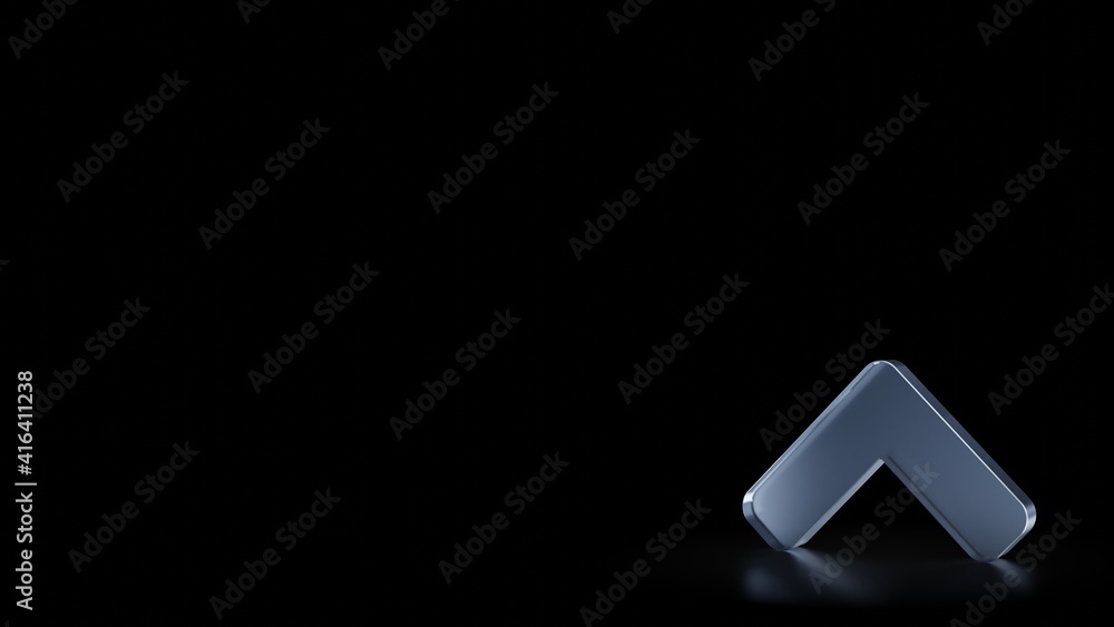 Poster 3d rendering frosted glass symbol of angle up isolated with reflection