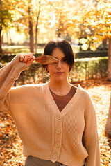 Woman in a park in autumn