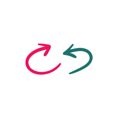 Set of colored arrows of different directions hand drawn on white background vector illustration